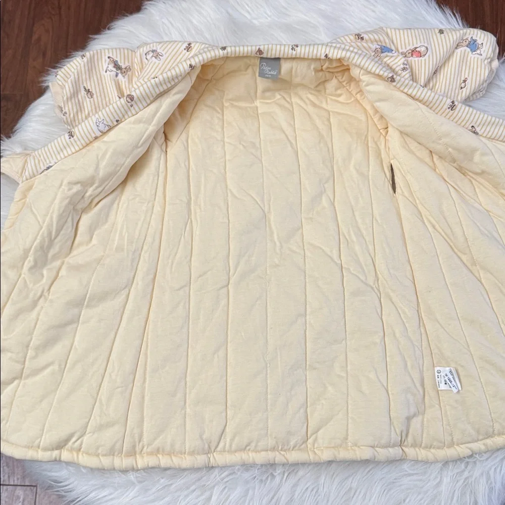 Peter Rabbit Beatrice Potter Quilted Striped Yellow Rabbit Print Kimono Wrap 6M